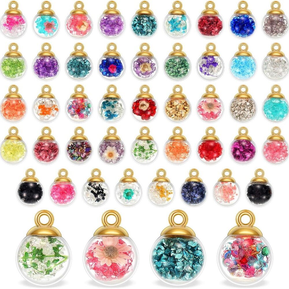 88 Pieces 16 mm Mixed Glass Ball Pendants Crystal Glass Ball Charm DIY Jewelry M